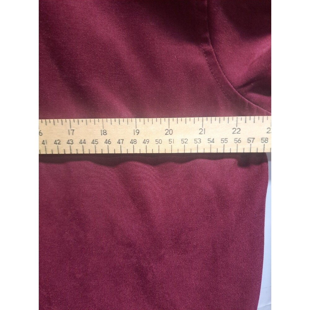 Disney Mickey Mouse Just Chillin Burgundy Polyester Long Sleeve Womens Button Up - Picture 4 of 5